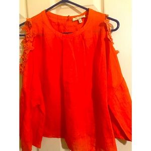 Eri & Ali ANTHROPOLOGIE cold shoulder blouse top orange NWT
